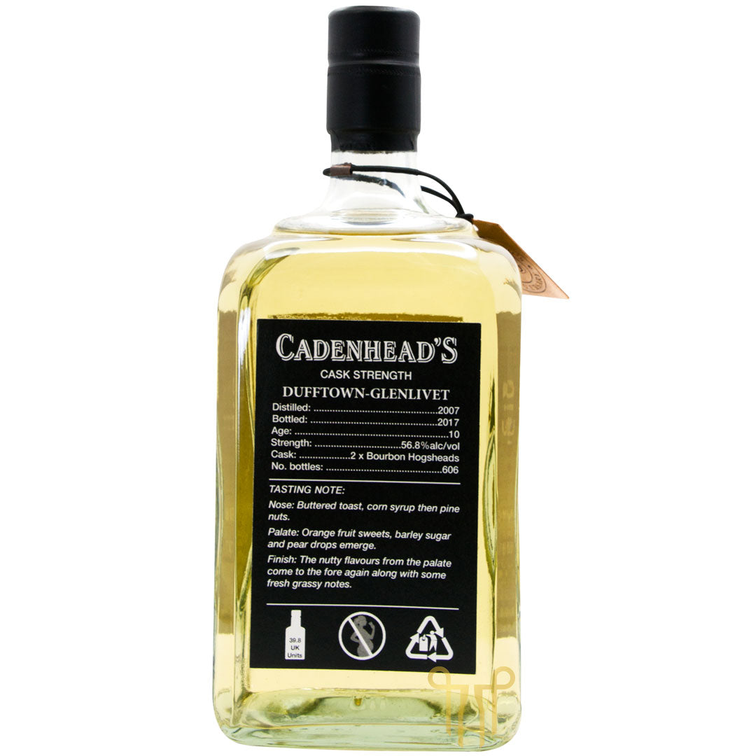 DUFFTOWN-GLENLIVET 10 YEARS OLD - 2007 VINTAGE - SINGLE MALT SCOTCH WHISKY BY CADENHEAD'S