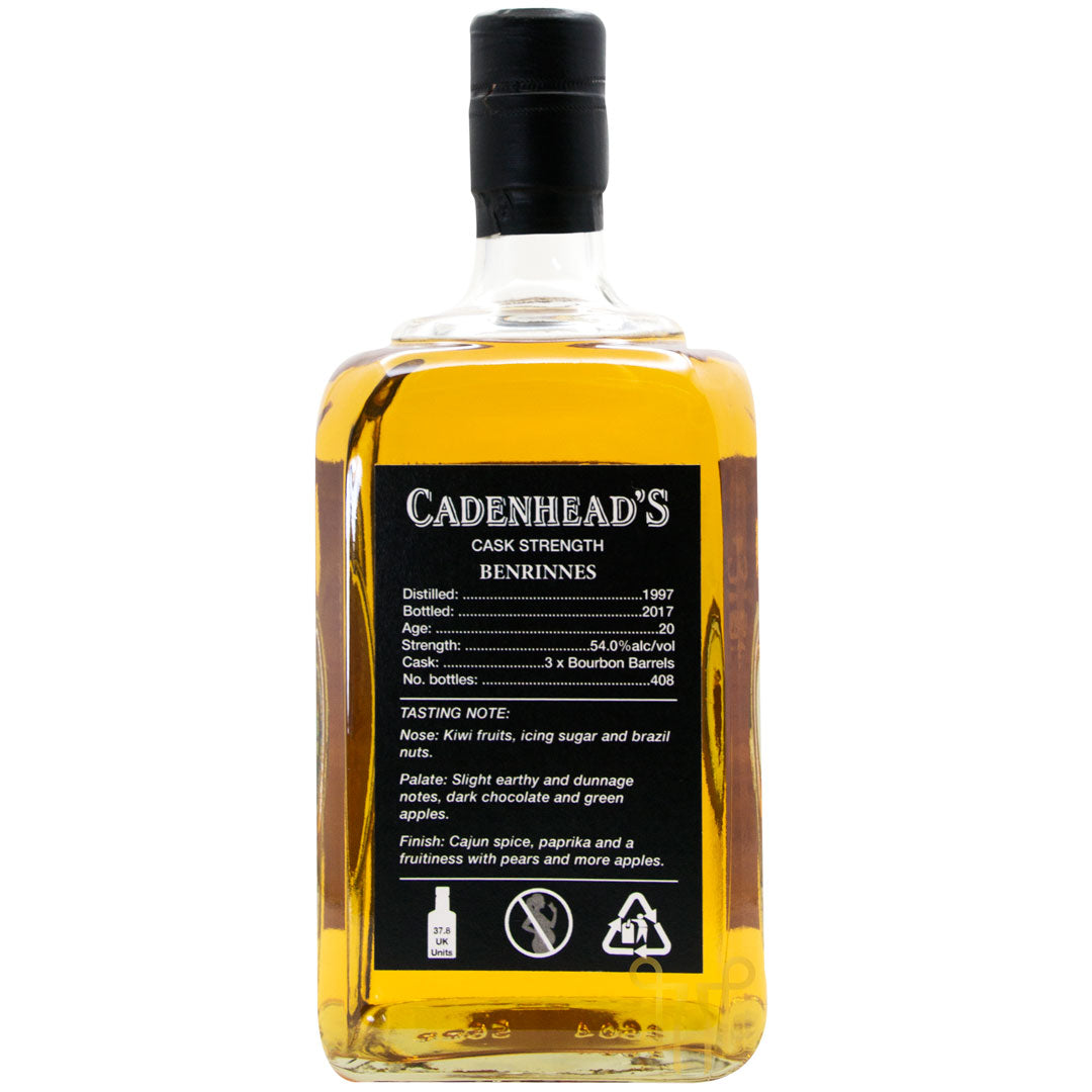 BENRINNES 20 YEARS OLD - 1997 VINTAGE - SINGLE MALT SCOTCH WHISKY BY CADENHEAD'S