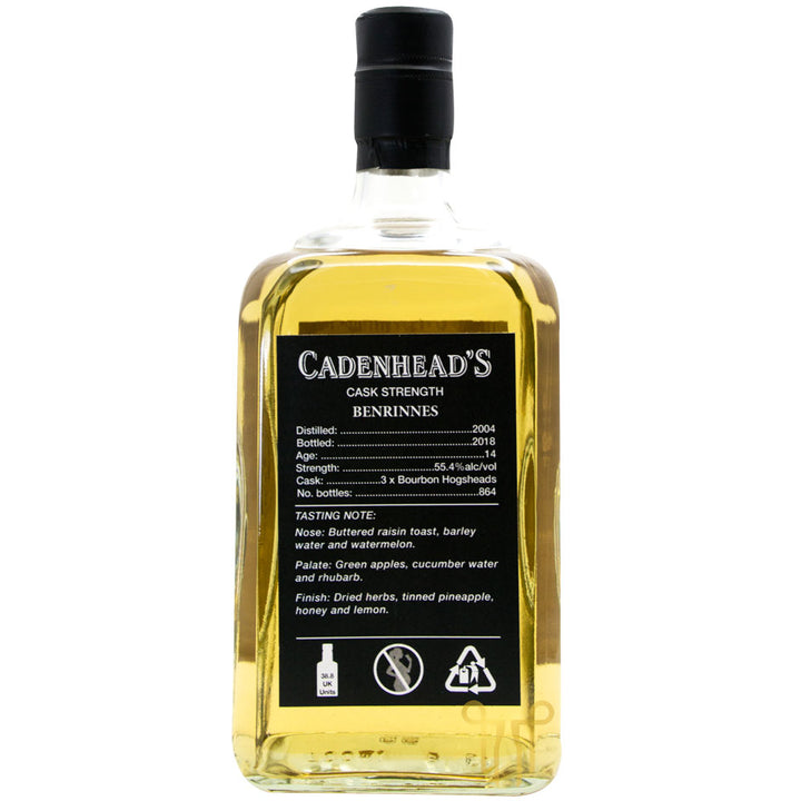 BENRINNES 14 YEARS OLD - 2004 VINTAGE - SINGLE MALT SCOTCH WHISKY BY CADENHEAD'S