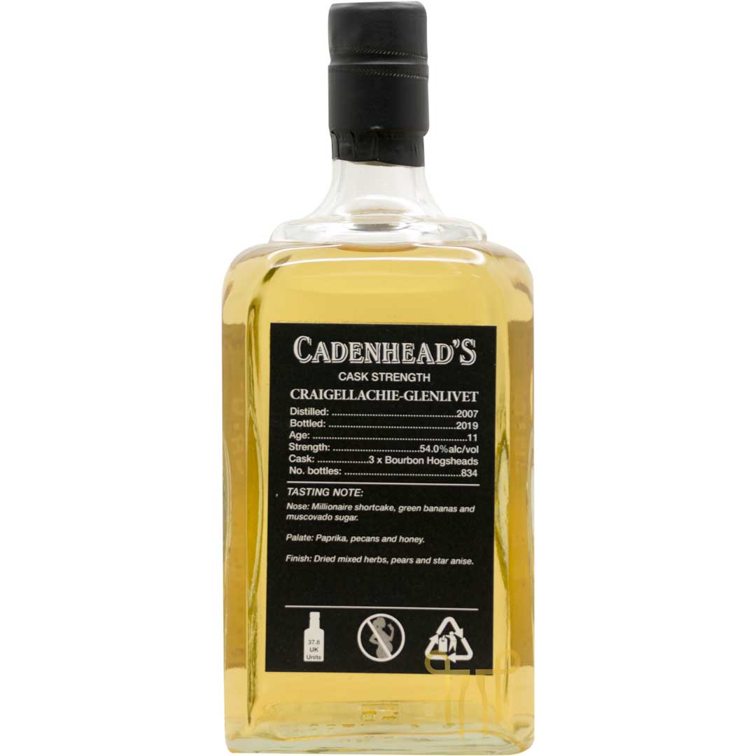 CRAIGALLACHIE-GLENLIVET 11年 - 2007 VINTAGE - 單一麥芽蘇格蘭威士忌 BY CADENHEAD'S