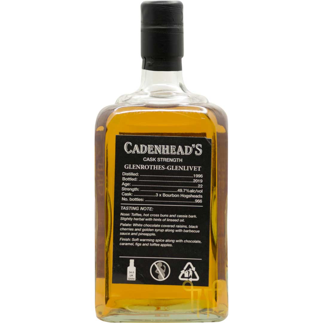 GLENROTHES-GLENLIVET 22 YEARS OLD - 1996 VINTAGE - SINGLE MALT SCOTCH WHISKY BY CADENHEAD'S