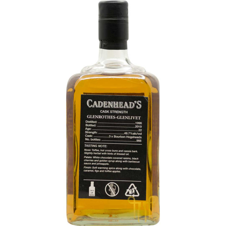 GLENROTHES-GLENLIVET 22 YEARS OLD - 1996 VINTAGE - SINGLE MALT SCOTCH WHISKY BY CADENHEAD'S