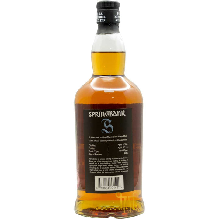 SPRINGBANK 12 YEARS OLD - UK SINGLE CASK - SINGLE MALT SCOTCH WHISKY